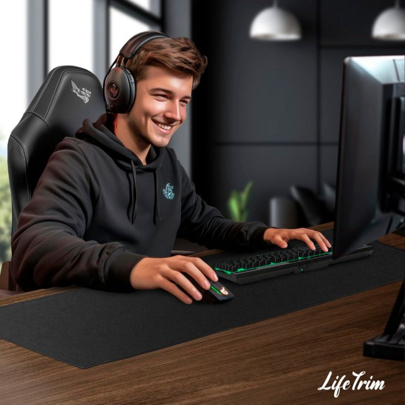 Alfombrilla de ratón LifeTrim 91 cm x 33 cm XL negra - Tapete de escritorio