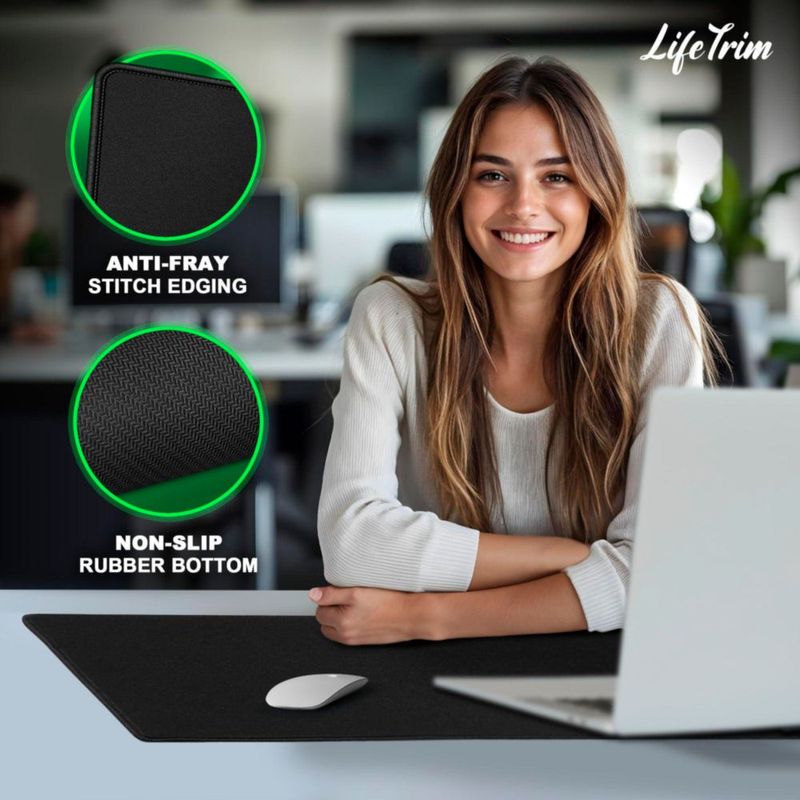Alfombrilla de ratón LifeTrim 91 cm x 33 cm XL negra - Tapete de escritorio