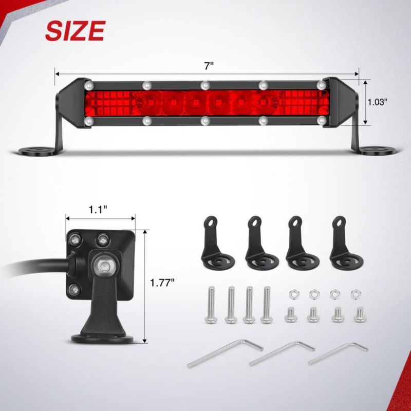 Barra de luz LED Nilight roja de 17 cm 16 LED (2 unidades)