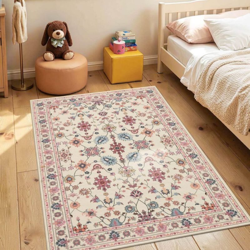Alfombra de área rosa lavable Rugxara 152 × 91 cm