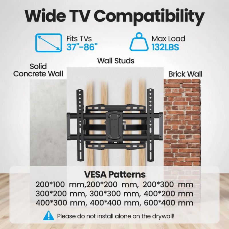 Soporte de pared para televisores USX STAR Full Motion de 37 a 86 pulgadas