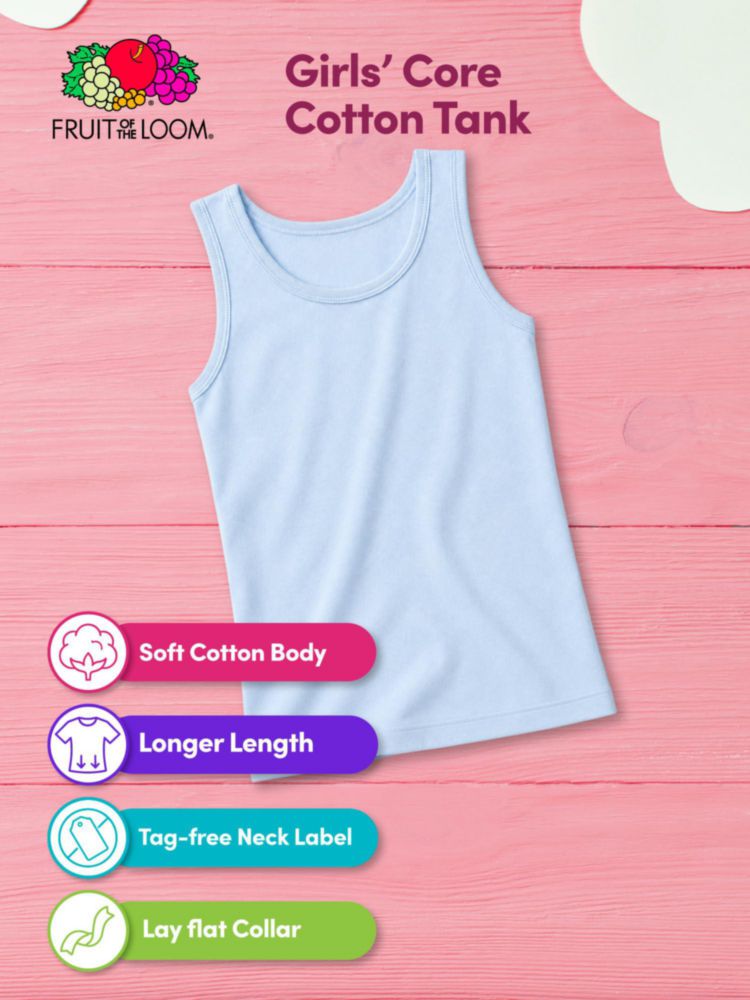 Camisetas interiores Fruit of the Loom para niñas pack de 6 surtidas talla 2-3T