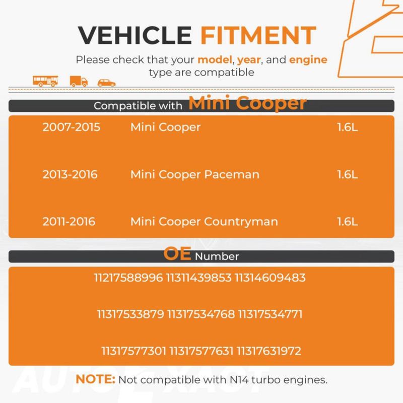 Kit de cadena de distribución autoexact para Mini Cooper 1.6L 2007-2015