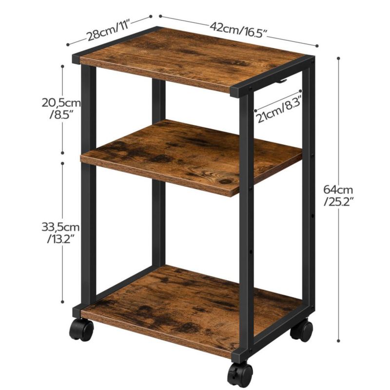 Soporte para impresora HOOBRO 60 cm carrito rodante de 3 niveles