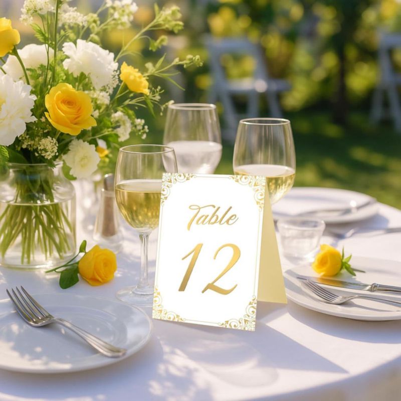 Números de mesa luxSoramia 1-30 con foil dorado 4x6 pulgadas