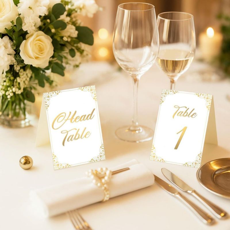Números de mesa luxSoramia 1-30 con foil dorado 4x6 pulgadas