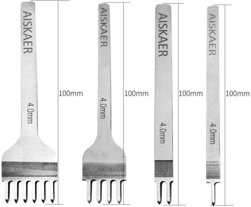 Punzón de Cuero Aiskaer 4 mm Acero 1/2/4/6 Puntas