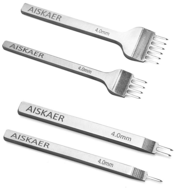 Punzón de Cuero Aiskaer 4 mm Acero 1/2/4/6 Puntas