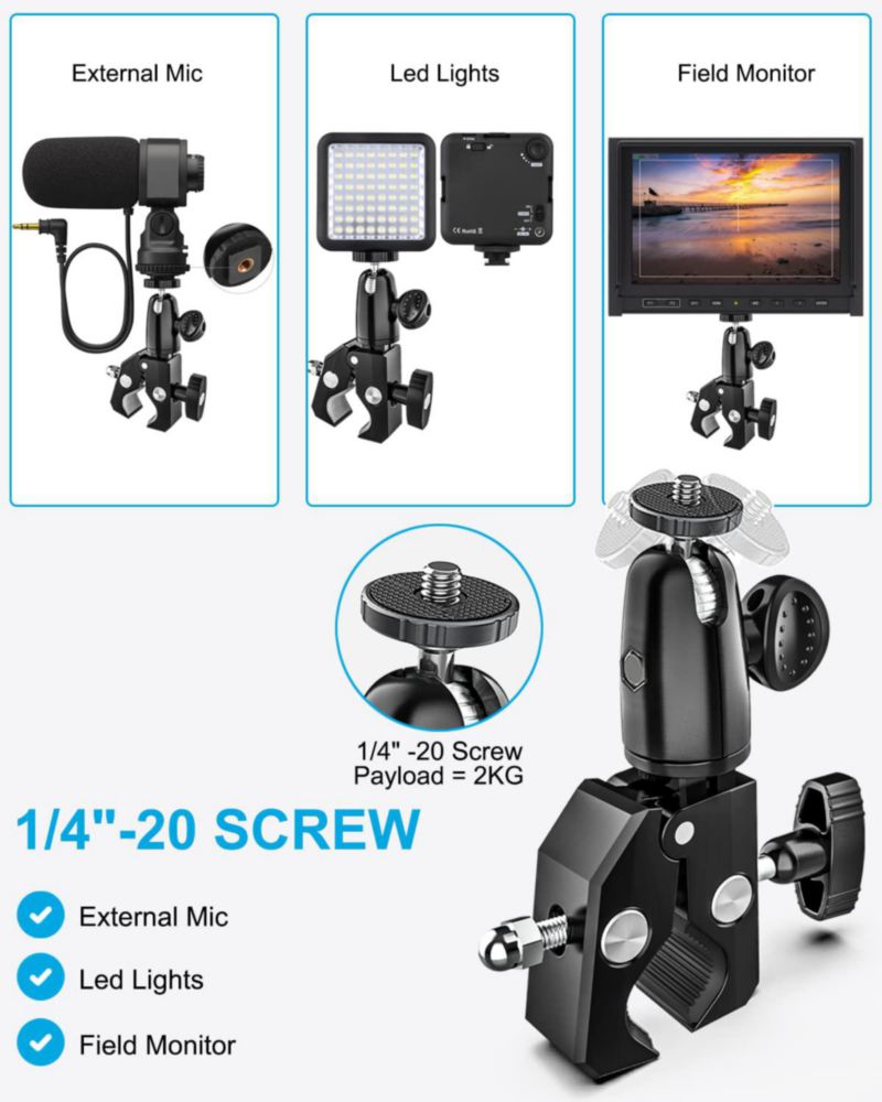 Soporte para Tablet woleyi con Abrazadera de 9.5-14.5" y Tornillo 1/4"