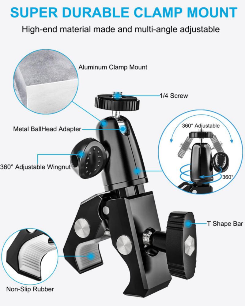 Soporte para Tablet woleyi con Abrazadera de 9.5-14.5" y Tornillo 1/4"