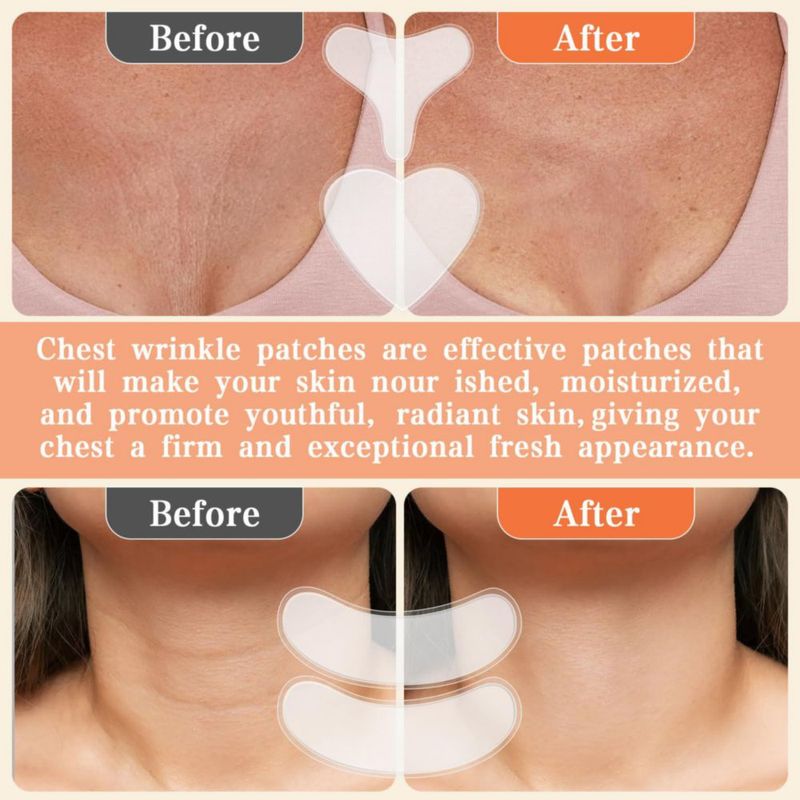 Almohadilla antiarrugas MKAZP de silicona para pecho y cuello (4 parches)