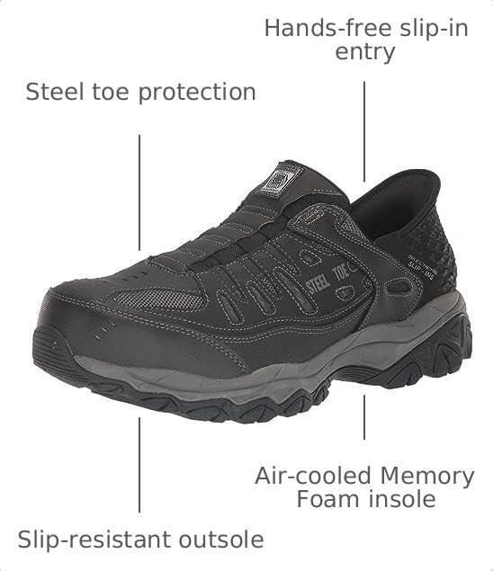 Zapatos de trabajo para hombre Skechers Cankton Faison St negro 265 cm