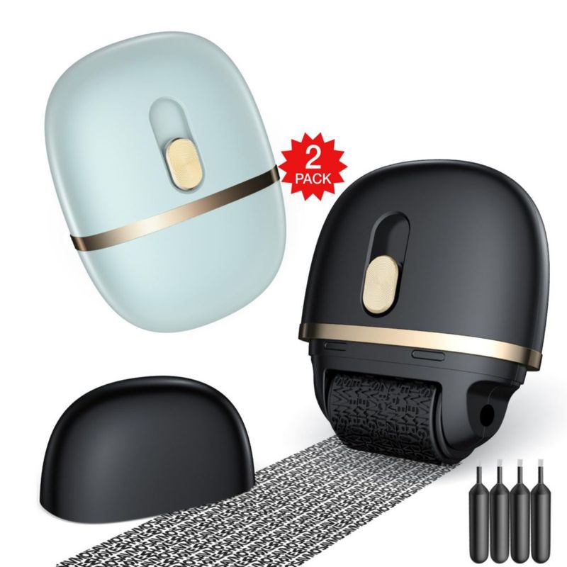 Sello de rodillo Lomil pack de 2 recargas negro y azul
