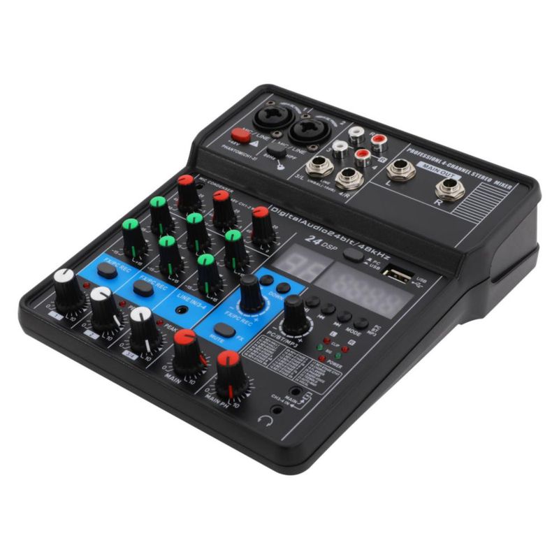 Mezclador de Audio Haivenliuy de 4 Canales con Bluetooth y USB 24‑bit