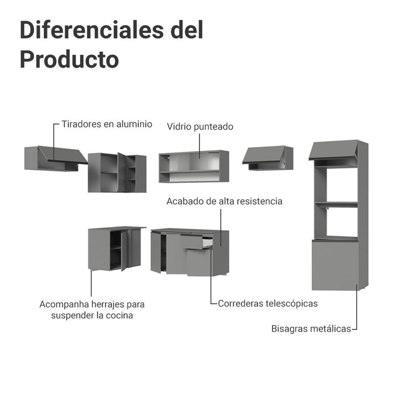 Cocina integral completa modular madesa nice 465cm gris 06