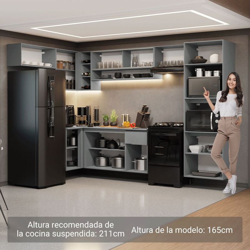 Cocina integral completa modular madesa nice 465cm gris 06