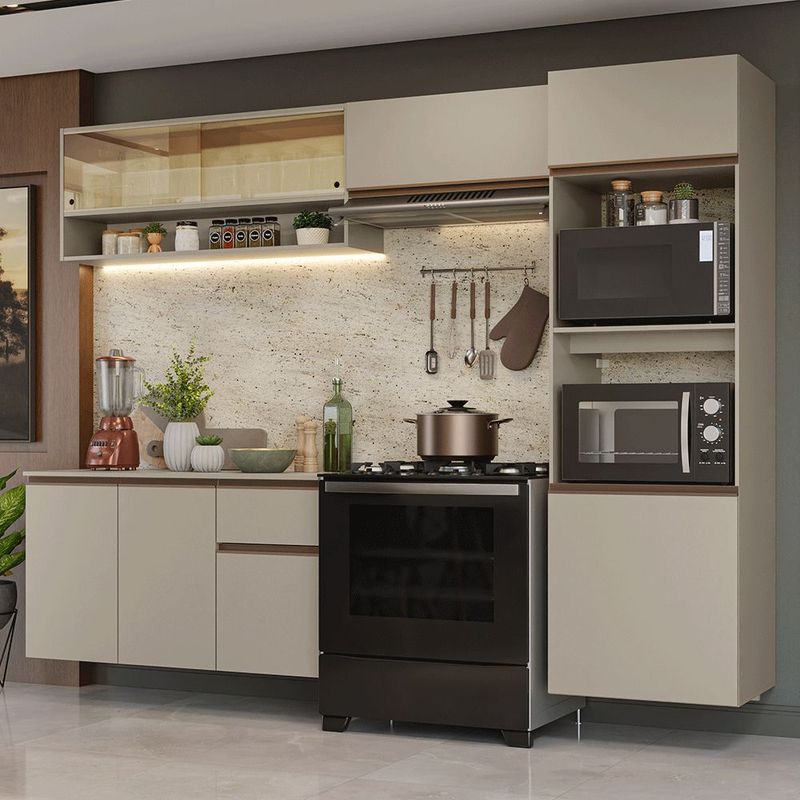 Cocina Integral Completa Modular Madesa Nice 260cm Crema 04