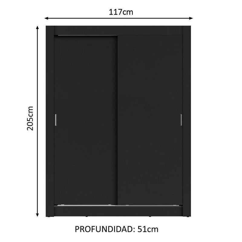 Ropero closet madesa denver 2 puertas corredizas negro 1