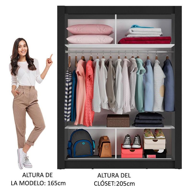 Ropero closet madesa denver 2 puertas corredizas negro 1