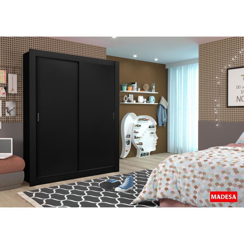 Ropero closet madesa denver 2 puertas corredizas negro 1