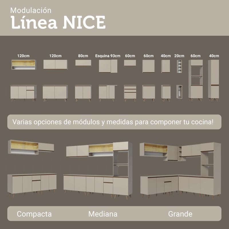Cocina integral completa modular madesa nice 280cm crema 08