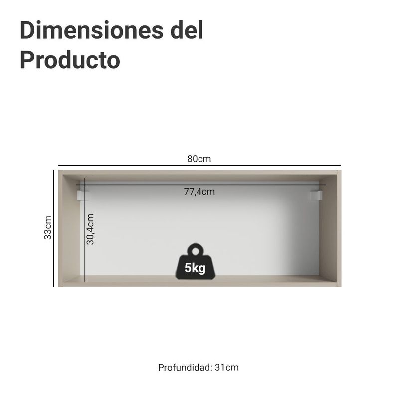 Alacena Gabinete Superior Cocina Madesa Nice 80cm Crema 1