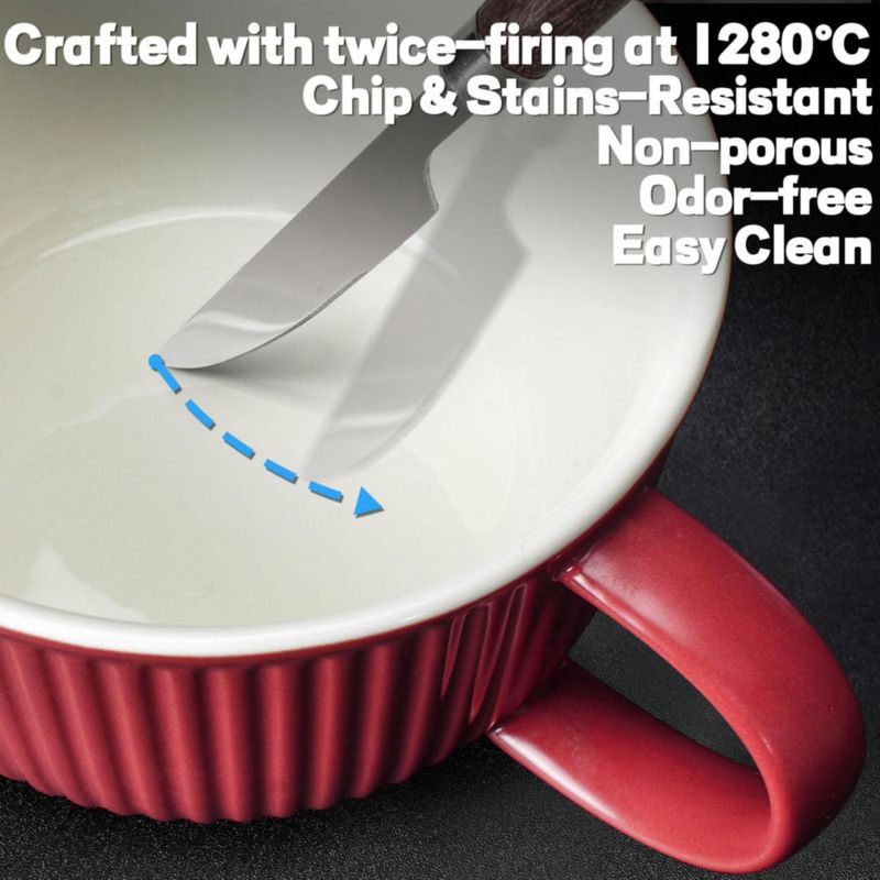 Tazón de Sopa Artena 1100 ml con Tapa y Cuchara (Rojo - 2 piezas)