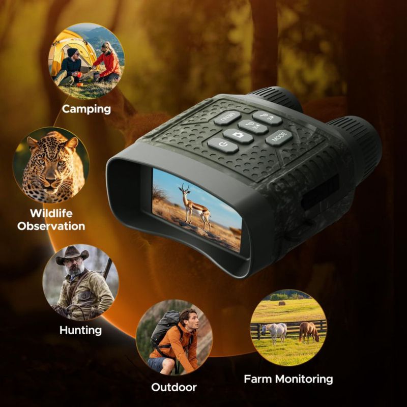 Binoculares HOTPEAK 4K 48 MP 1300 ft 32 GB pantalla LCD de 3"