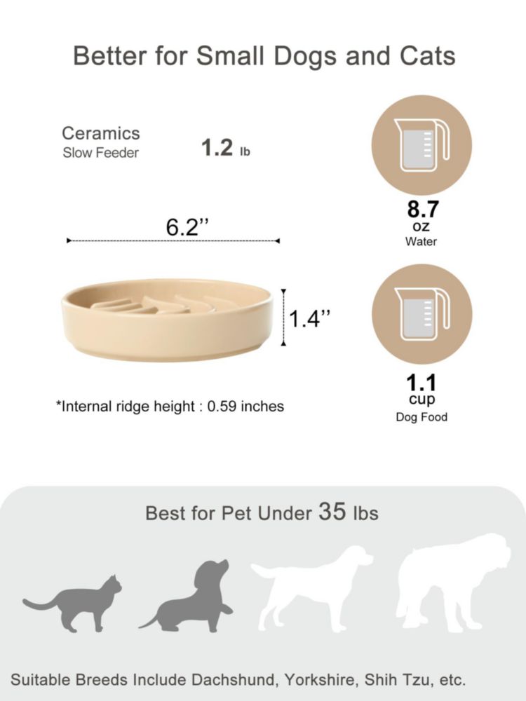 Cuenco para perro BICOPET Pequeño Albaricoque Alimentador Lento