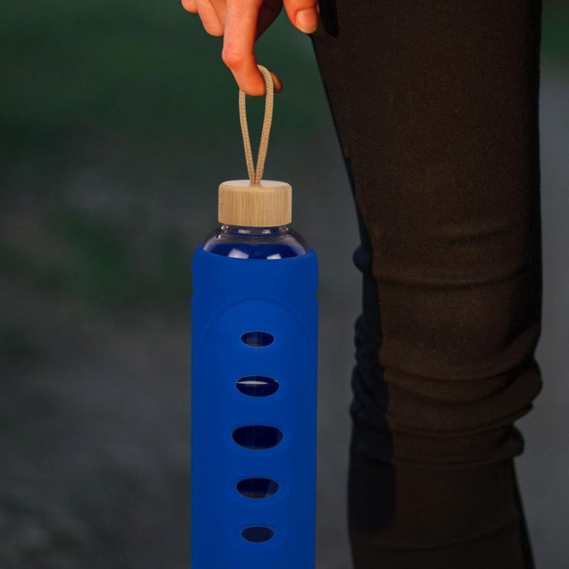 Botella Ferexer de 1 L de vidrio con funda y tapa de bambú