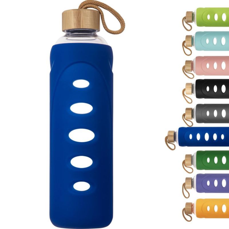 Botella Ferexer de 1 L de vidrio con funda y tapa de bambú