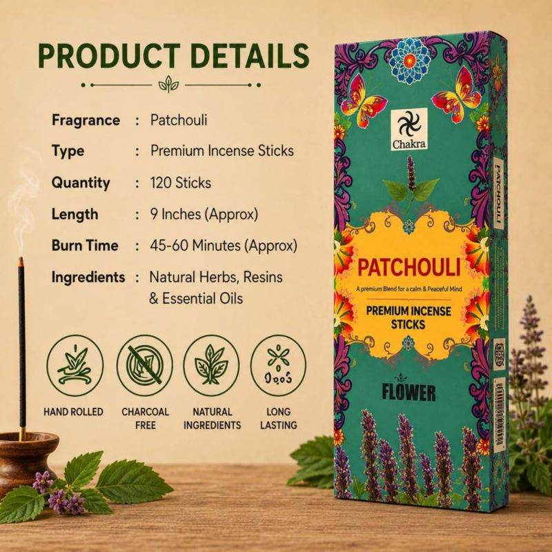 Varitas de Incienso Chakra Patchouli 120 unidades