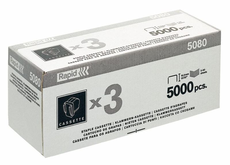 Recarga de Grapas Rapid R5080 - Pack de 3 (15.000 grapas) para hasta 80 hojas