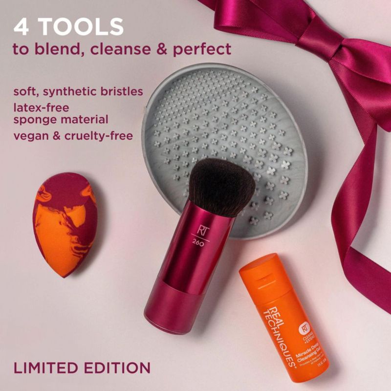 Set de Regalo de Maquillaje Real Techniques 4 Piezas – Edición Navideña