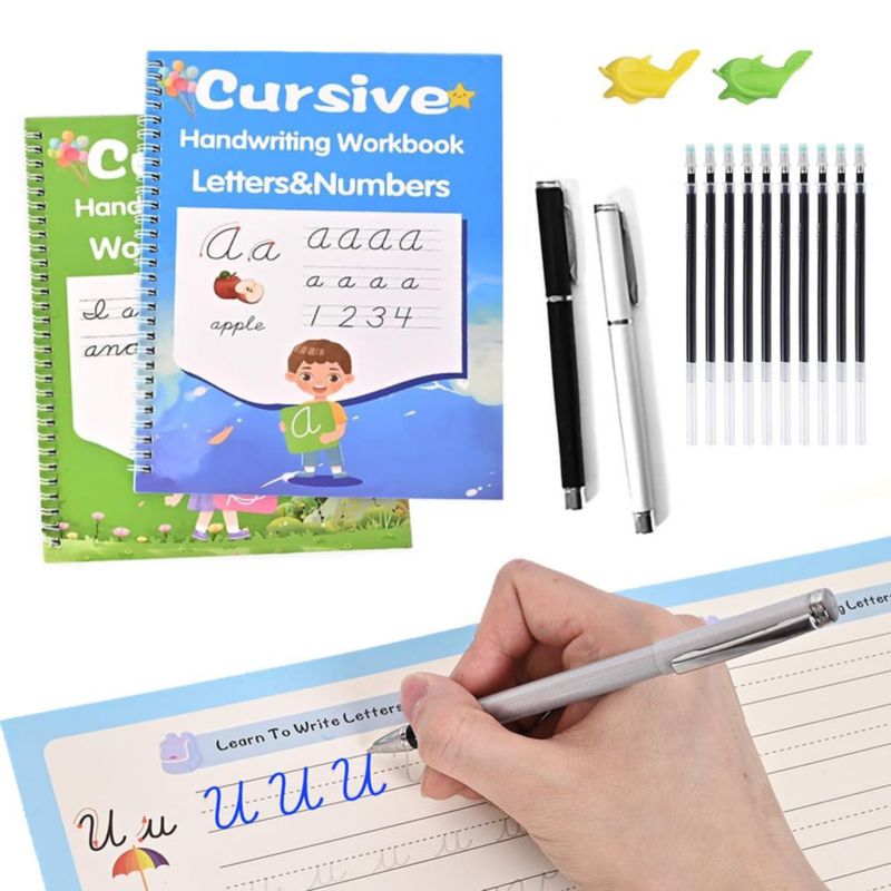Kit Reutilizable de Cuaderno de Caligrafía Cursiva Surkocy