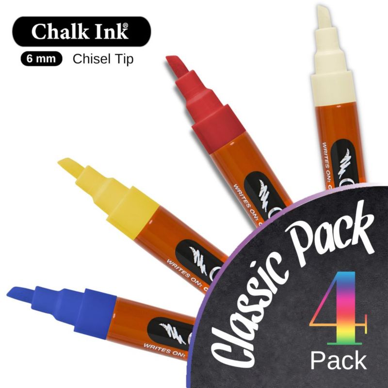 Marcadores de tiza Chalk Ink punta de cincel reversible de 6 mm surtido