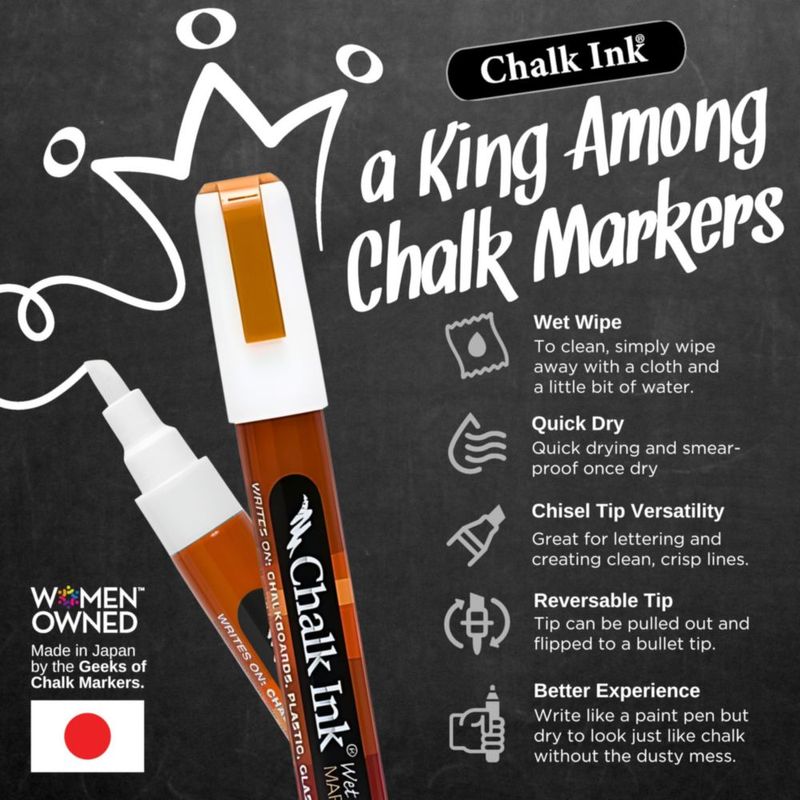 Marcadores de tiza Chalk Ink punta de cincel reversible de 6 mm surtido