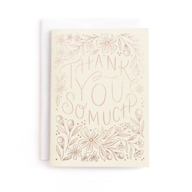 Tarjeta de agradecimiento Minted 5x7" con diseño floral y sobre