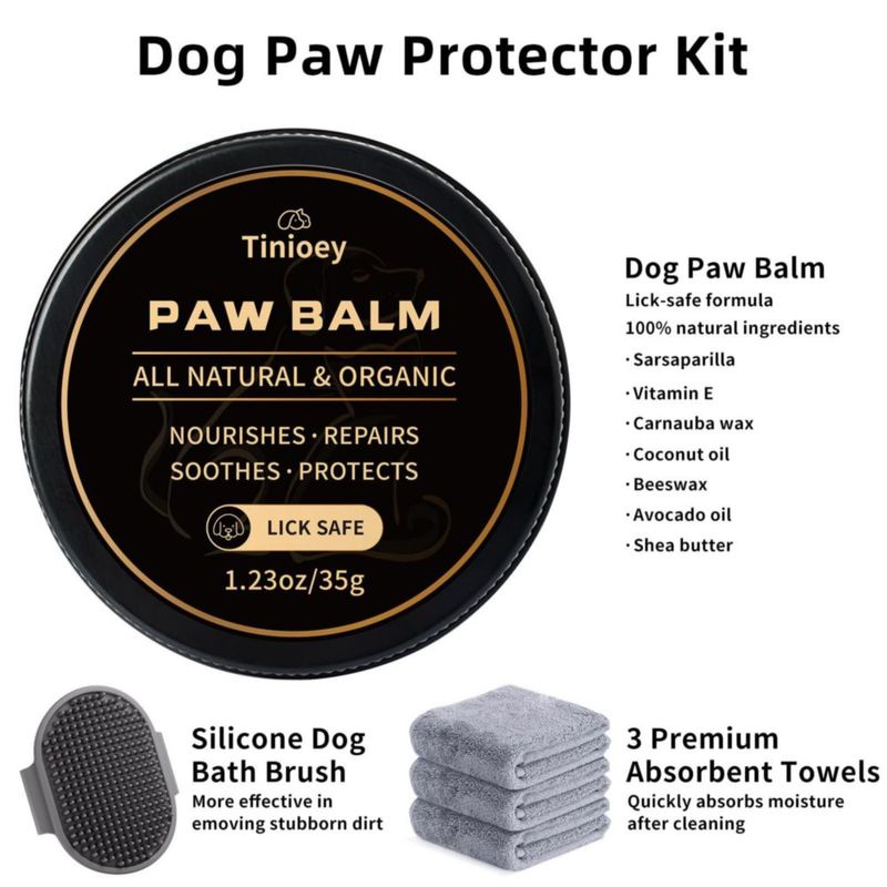 Limpiador de Patas para Perro Tinioey Mediano 13 cm con Bálsamo y Toallas