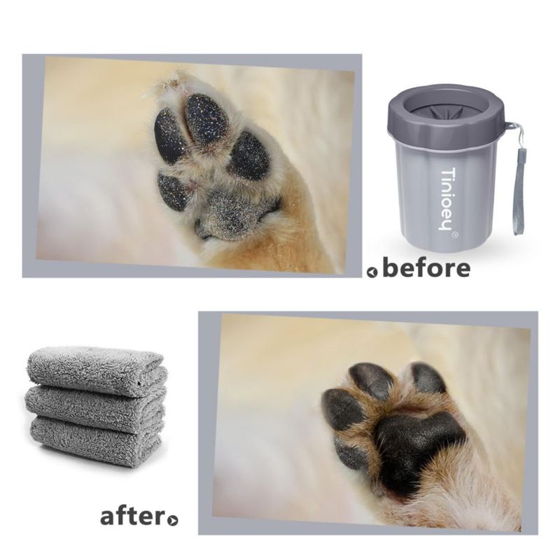 Limpiador de Patas para Perro Tinioey Mediano 13 cm con Bálsamo y Toallas