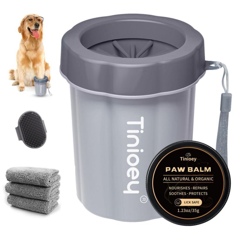 Limpiador de Patas para Perro Tinioey Mediano 13 cm con Bálsamo y Toallas