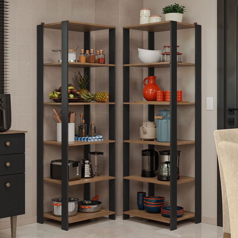 Armario Organizador Multiuso Cocina 118cm Marrón/Negro Madesa