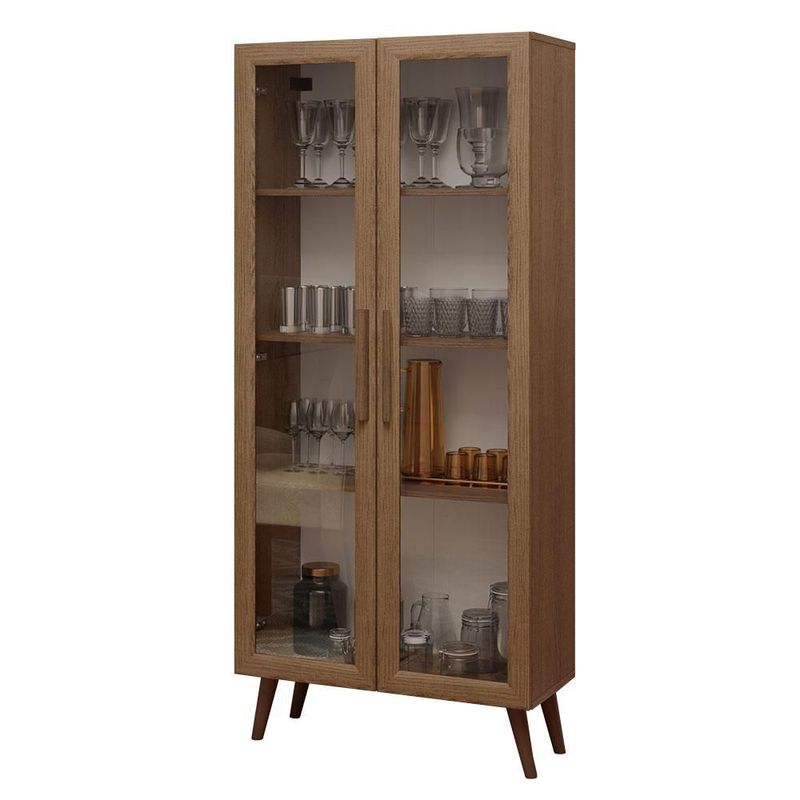 Mueble Armario De Vidrio Madesa 2 Puertas Con Pies Marrón 02