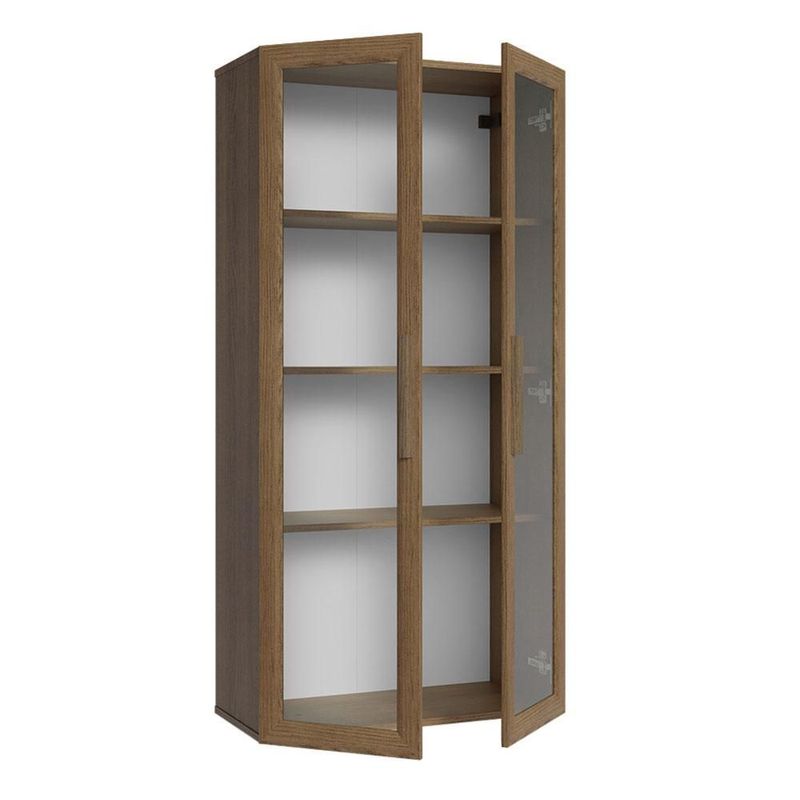 Mueble Armario De Vidrio Madesa 2 Puertas Con Pies Marrón 02