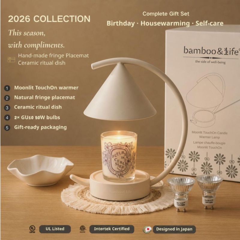 Lámpara calentadora de velas bamboo&life Arco Lunar con dimmer táctil
