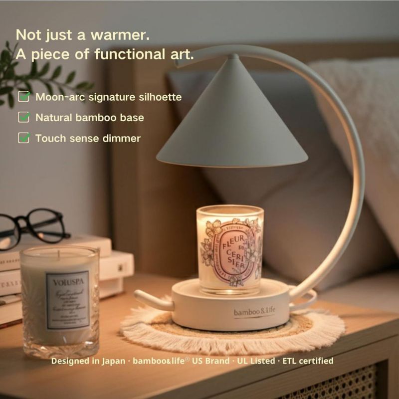 Lámpara calentadora de velas bamboo&life Arco Lunar con dimmer táctil