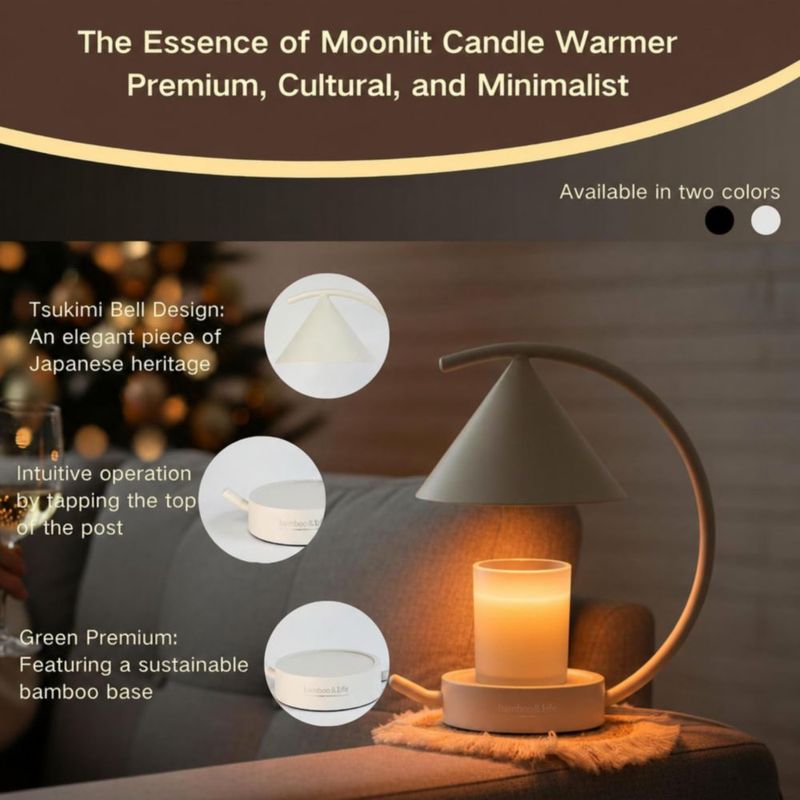 Lámpara calentadora de velas bamboo&life Arco Lunar con dimmer táctil
