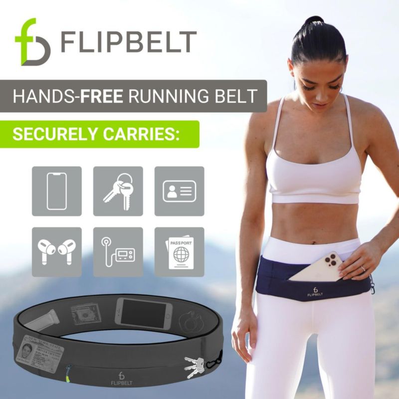Cinturón de Correr FlipBelt XS con Cremallera - Carbon
