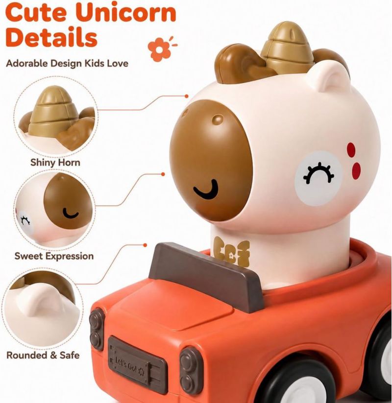 Coche de juguete SUPVIB de inercia por fricción con animal unicornio