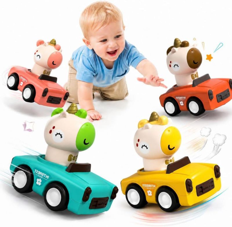 Coche de juguete SUPVIB de inercia por fricción con animal unicornio